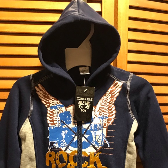 Coney Island Blue & Grey Fleece Hoodie - Picture 2 of 11